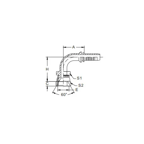 29691-90°Jis Gaz Femelle 60°Cône Joint