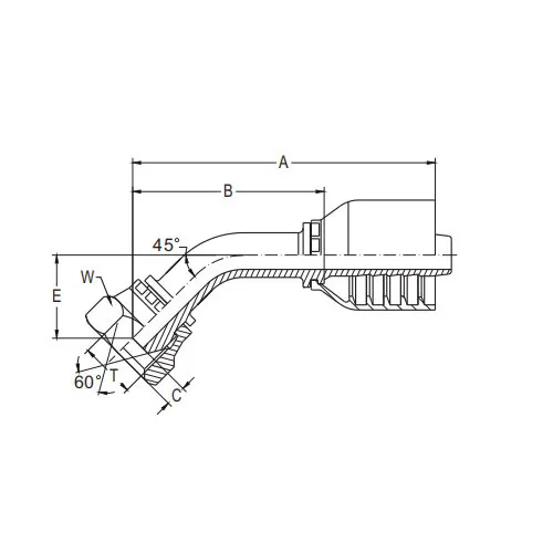 45°BSPP FEMELLE 60°CONE Interlock Non-Skive