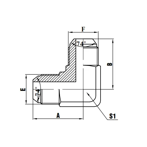 90° JIC Han 74° kegle