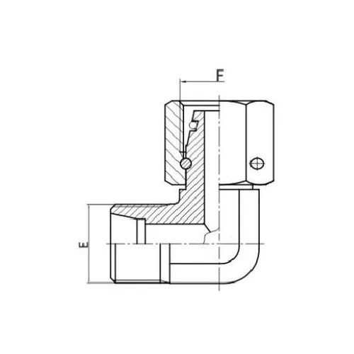 Adaptador de tubo reductor de codo DIN de 90 ° con tuerca giratoria