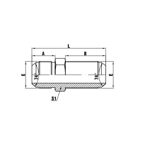 Passaparete JIC maschio cono 74°