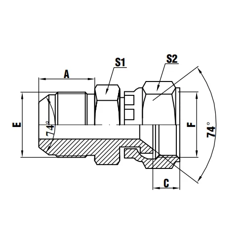 JIC Male 74°Cone/JIC Female 74°Seat