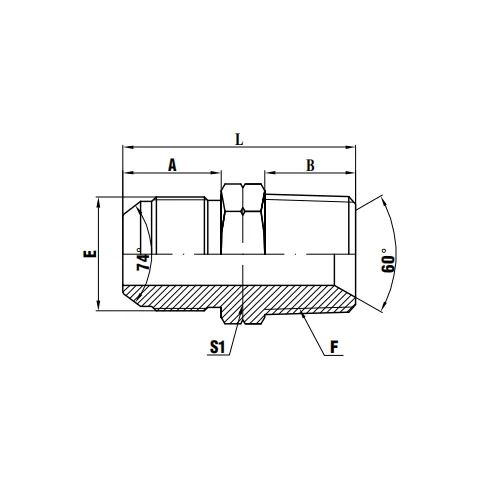 JIC han 74° kegle/NPT han