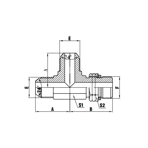 JIC Male 74° Cone/SAE O-Ring Boss Run Tee