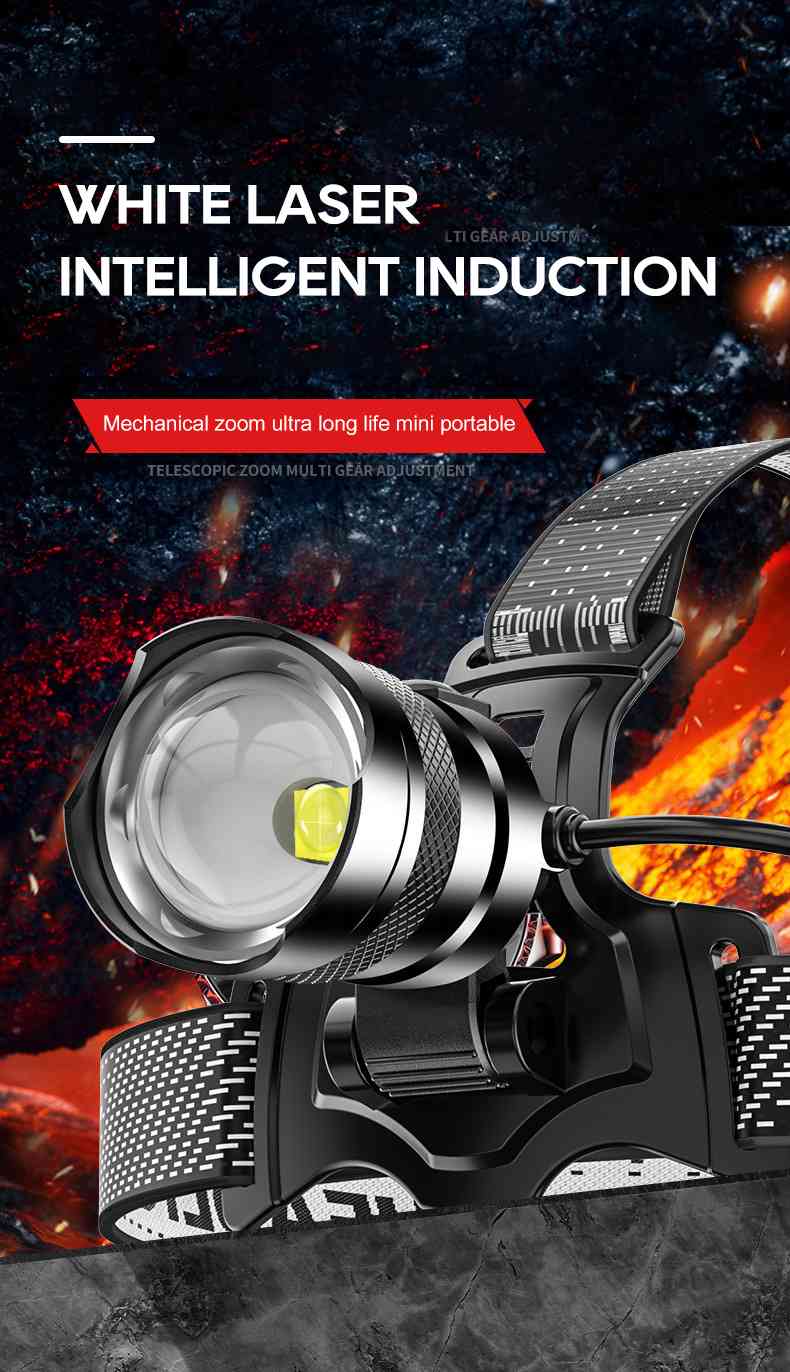 T6 Telescopic Zoom Charging Sensor Headlight