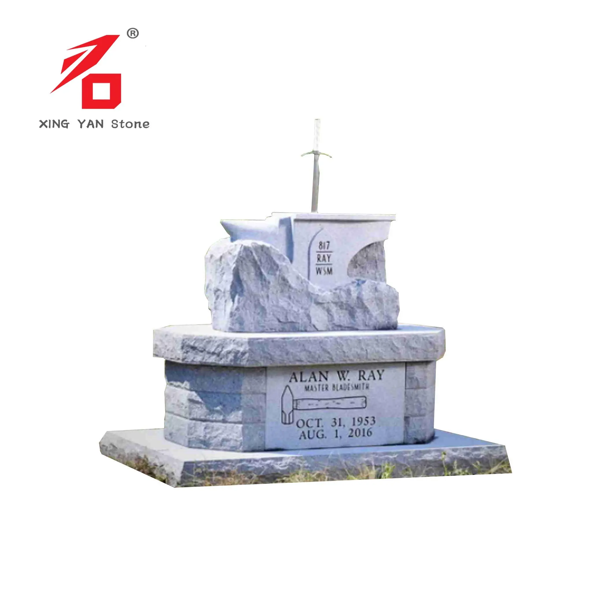 Monumento de cowboy personalizado cinza com base simples