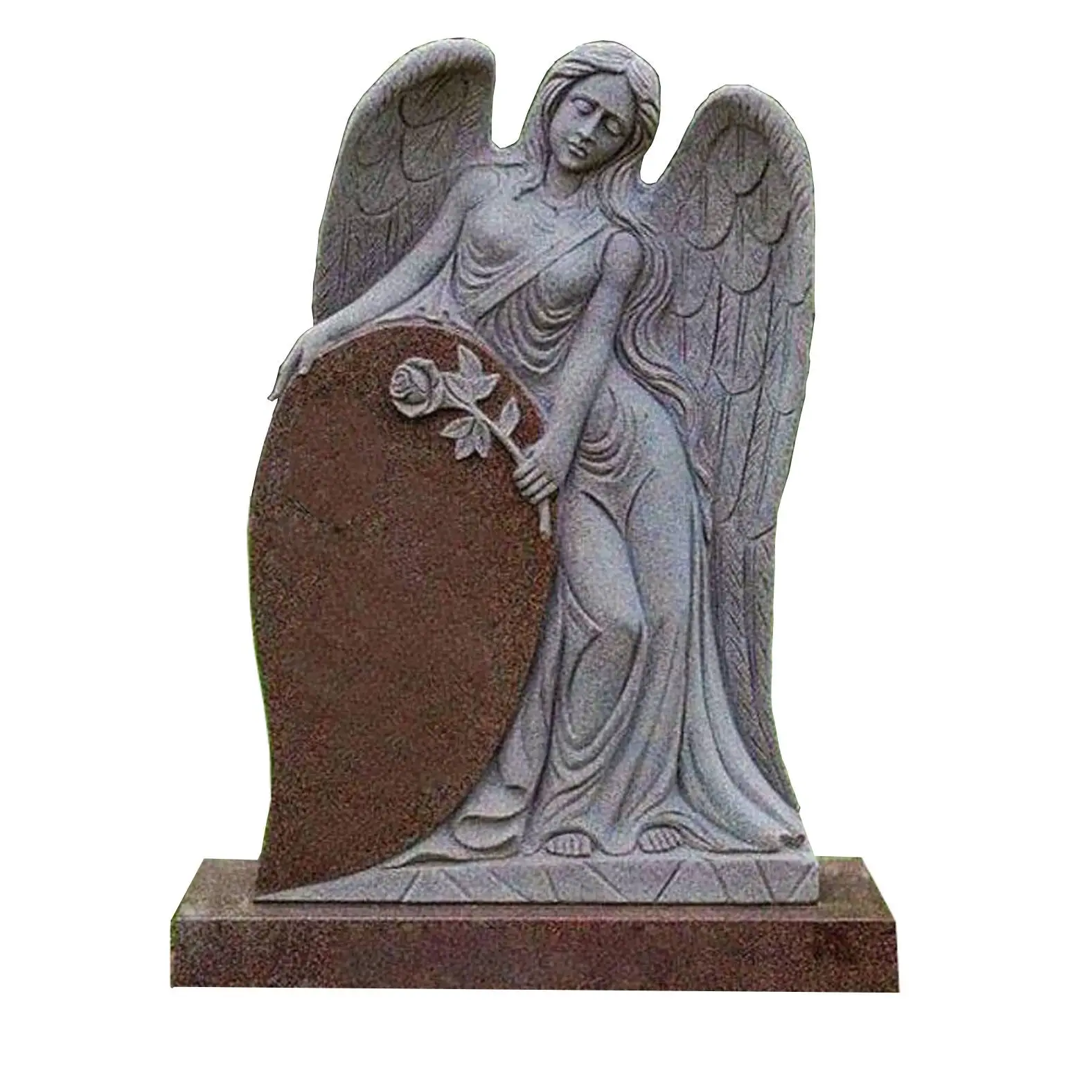 Loving Angel Embrace Heart Headstone