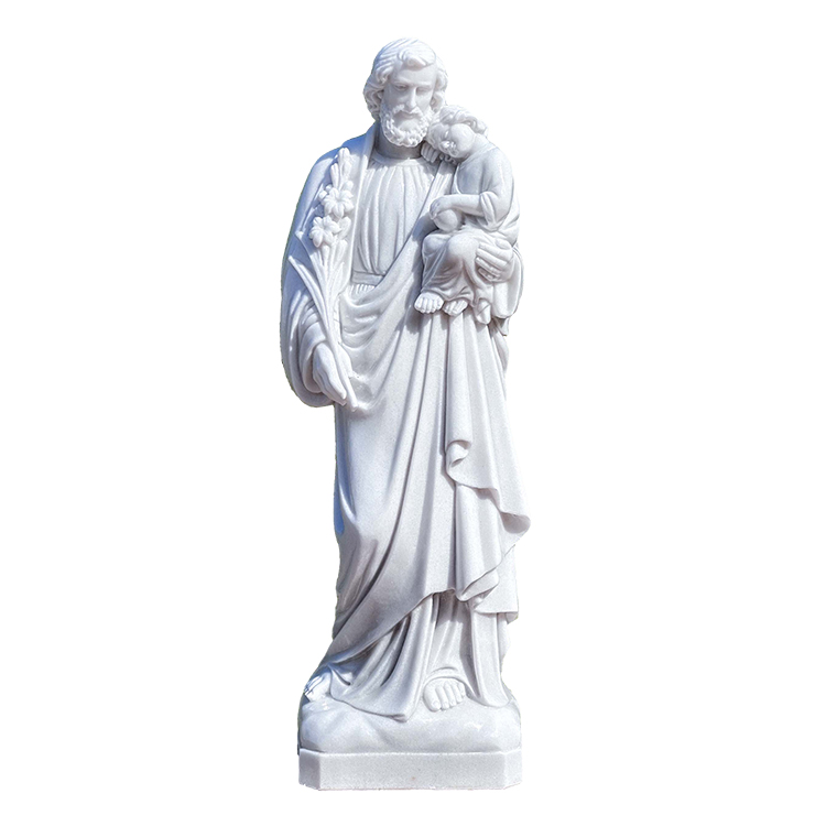 Marble Saint Joseph With Baby Statue