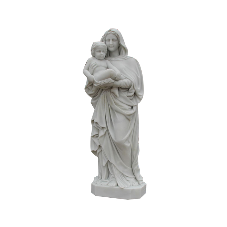 Marble Virgin Mary With Baby Sculpture