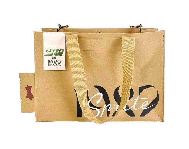 Washable Kraft Paper Tote Bag With Adjustment Strap