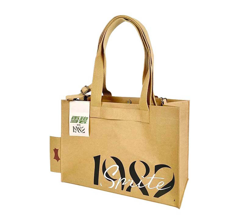 Washable Kraft Paper Tote Bag With Adjustment Strap