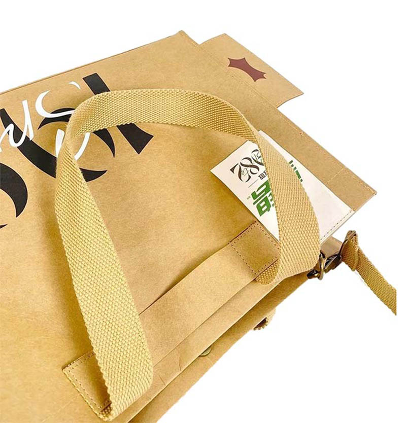 Washable Kraft Paper Tote Bag With Adjustment Strap