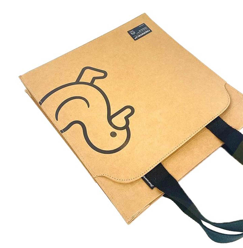 washable kraft paper tote bag with front pocket 