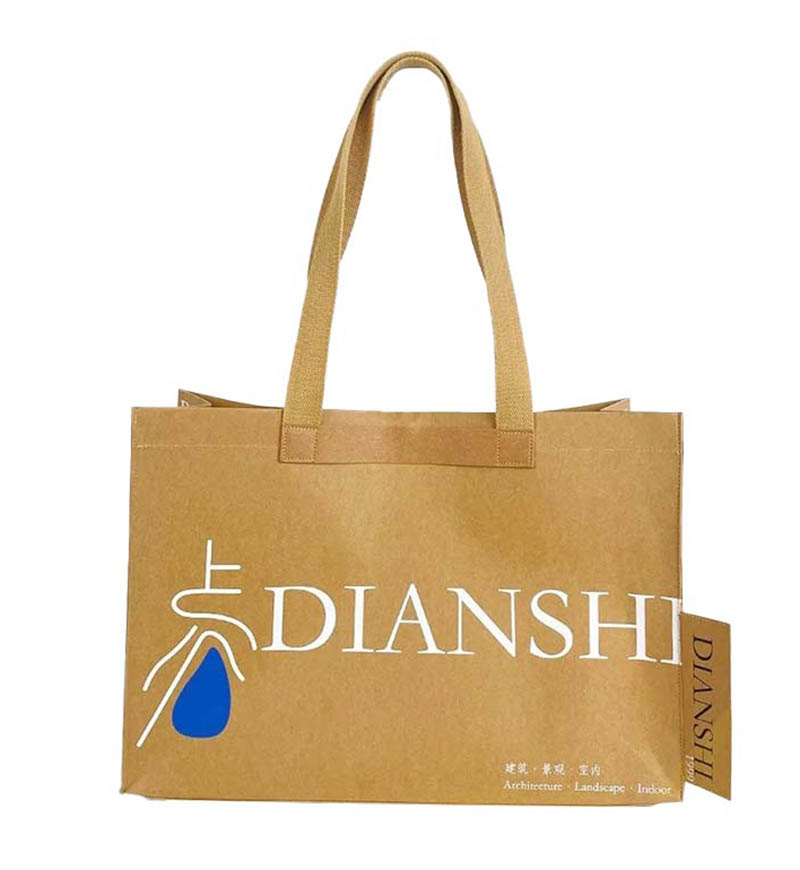 Washable Kraft Paper Tote Bag With Inner Pocket