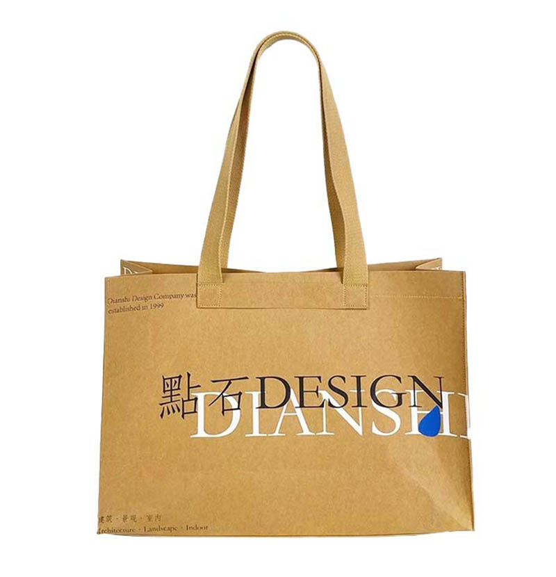 Washable Kraft Paper Tote Bag With Inner Pocket