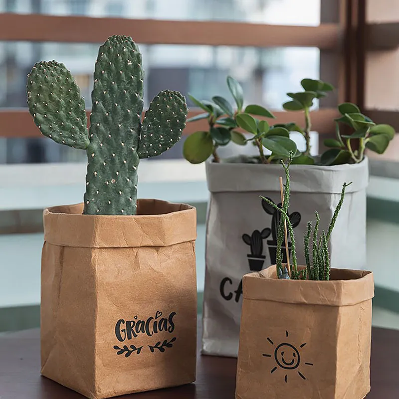 Bolsa de papel kraft lavable para plantas