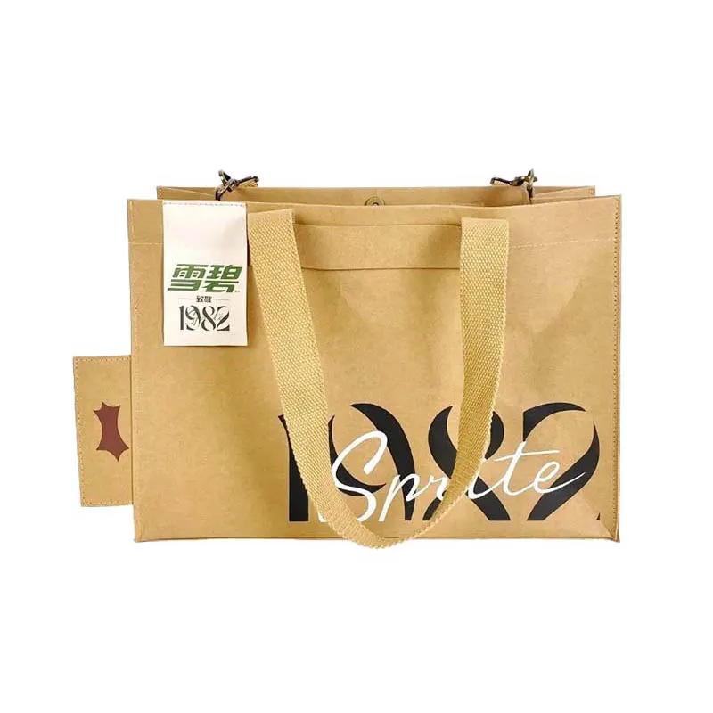 Washable Kraft Paper Tote Bag With Adjustment Strap