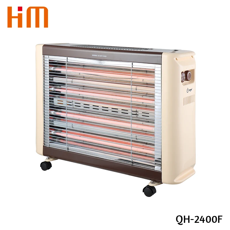 Quartz Heater 2 Sides Heating with Castors Moving Freely