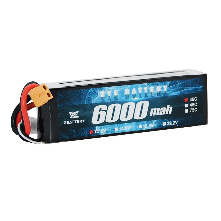 3S लिपो बैटरी 6000mAh 60C 11.1v लिपो बैटरी