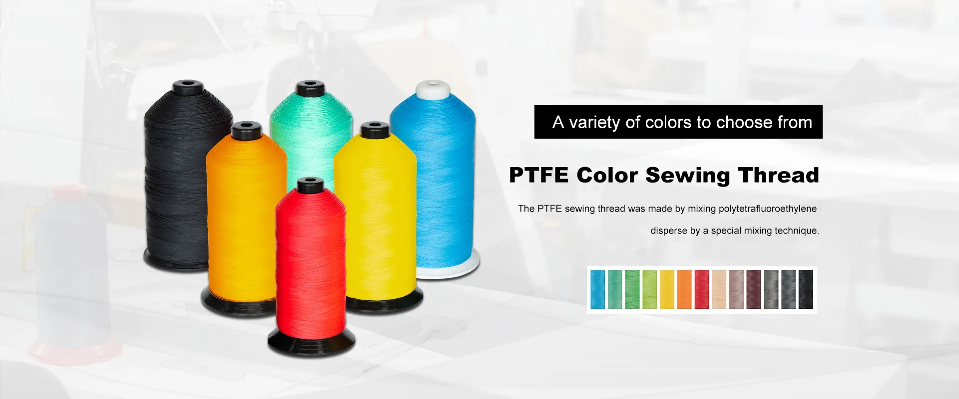 Fornecedores de linhas de costura coloridas PTFE
