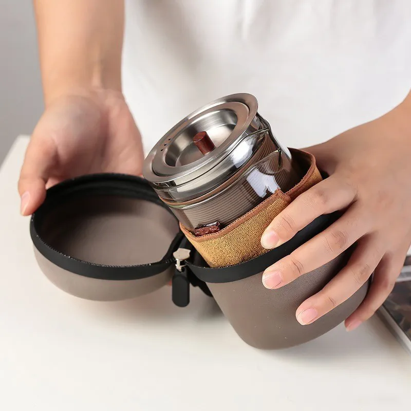 Iter portatile vitreum tea set