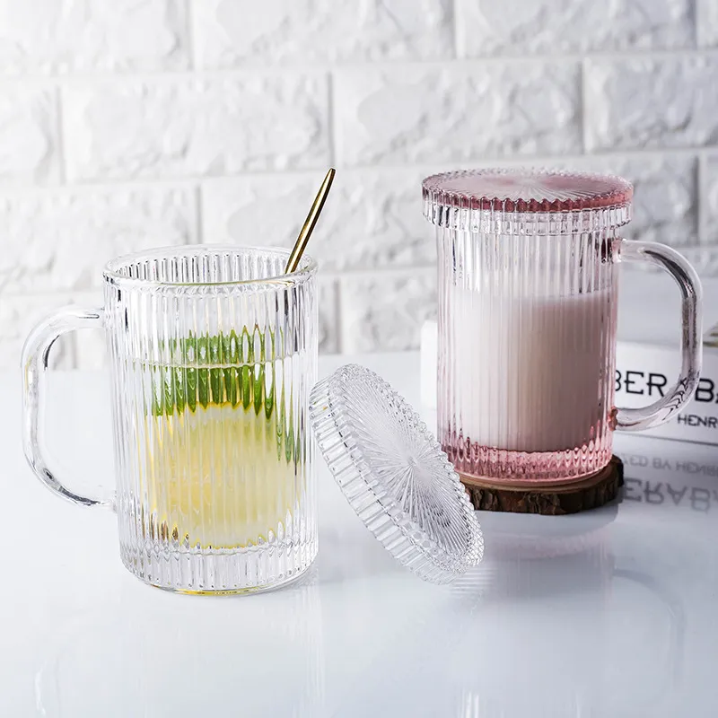 Breakfast striped glass milk glass