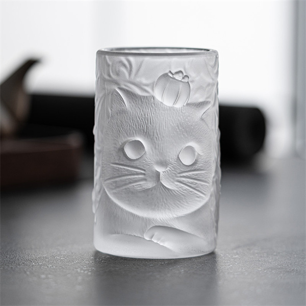 고양이 크리스탈 유리 물컵