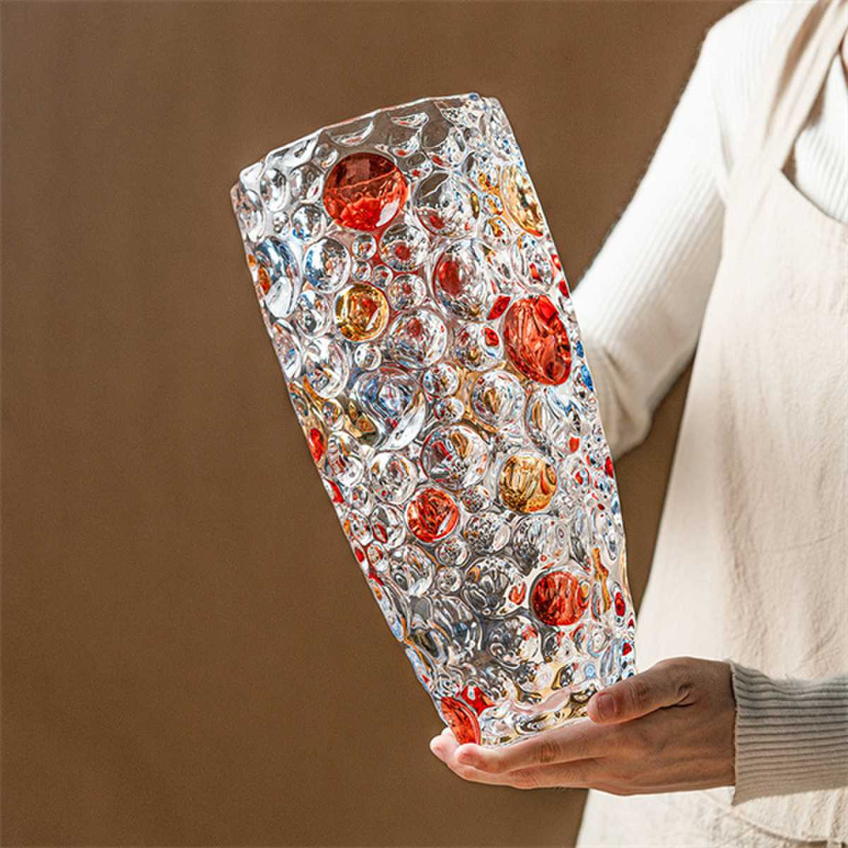 Colored polka dot glass vase