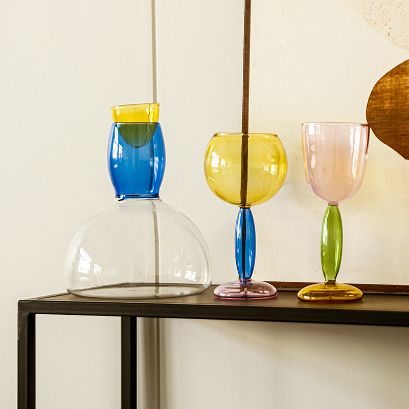 Farebné kreatívne sklo Sada pohárov na červené víno