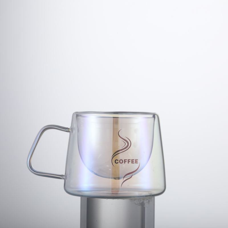 Colorful Double-walled glass Coffee Cup