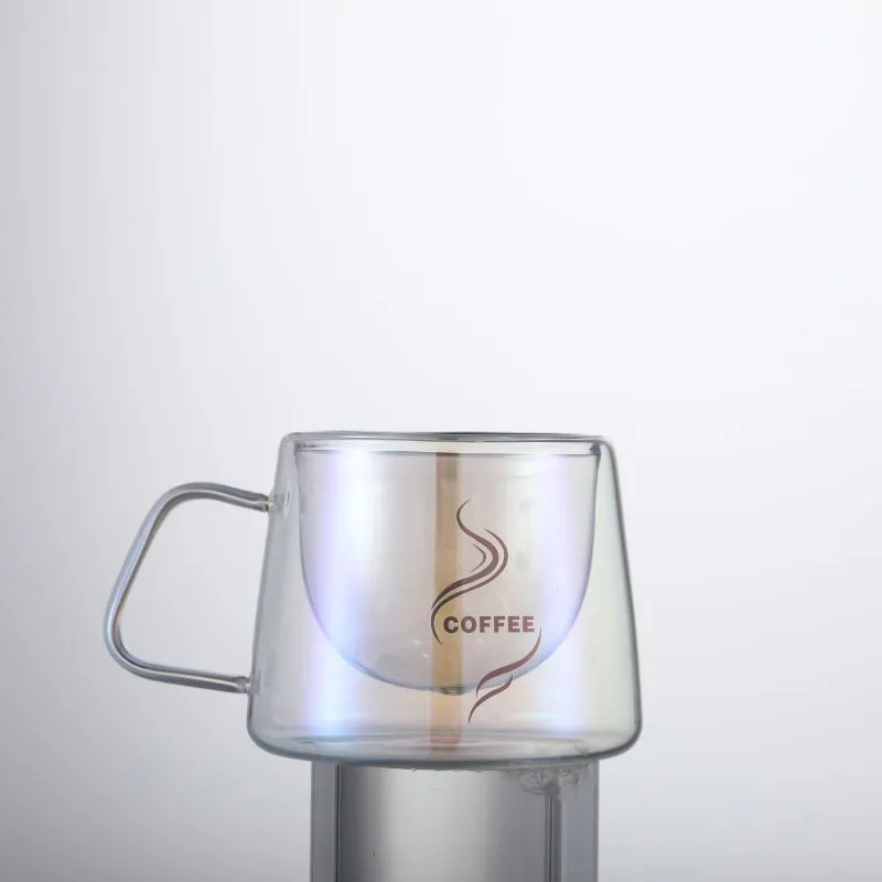 Bunte doppelwandige Kaffeetasse aus Glas