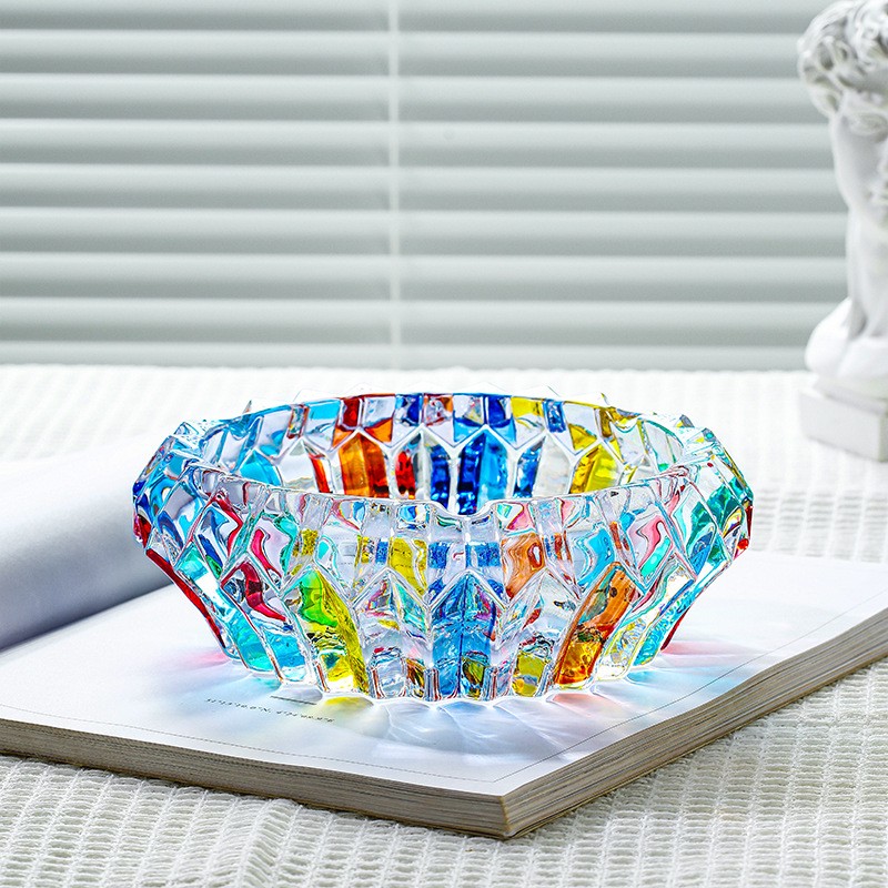 Colorful woven glass ashtray