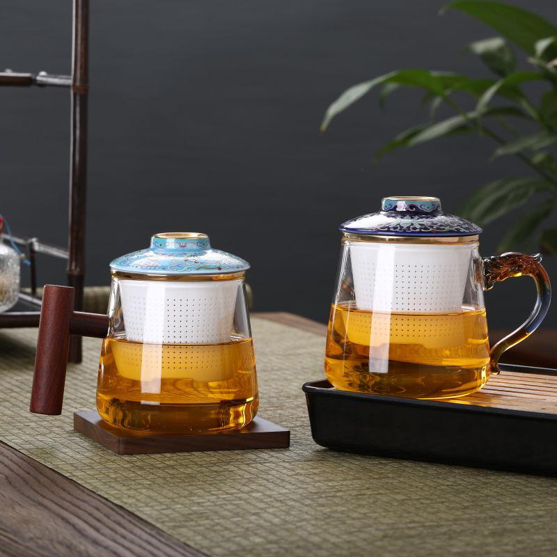 Dragon Shaped Wooden Handle Tea Cup