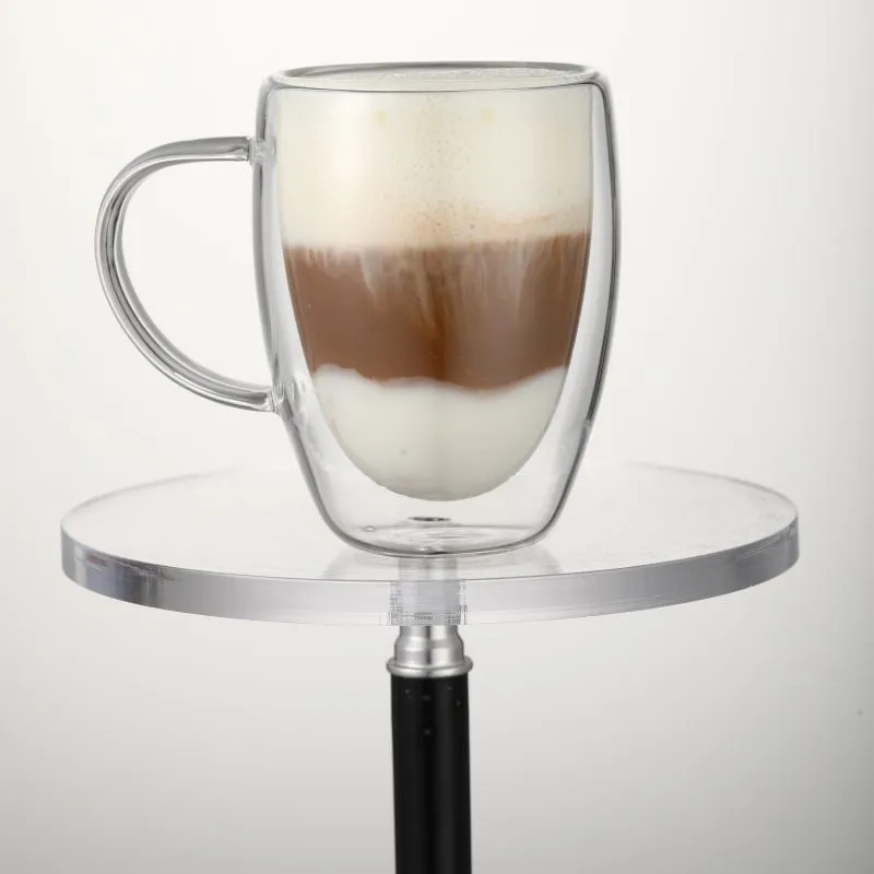 Äggformad dubbelväggig kaffekopp i glas