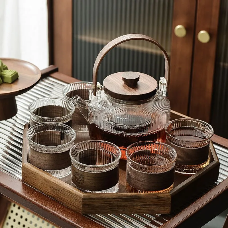 Komplet čajnikov s steklenim navpičnim vzorcem