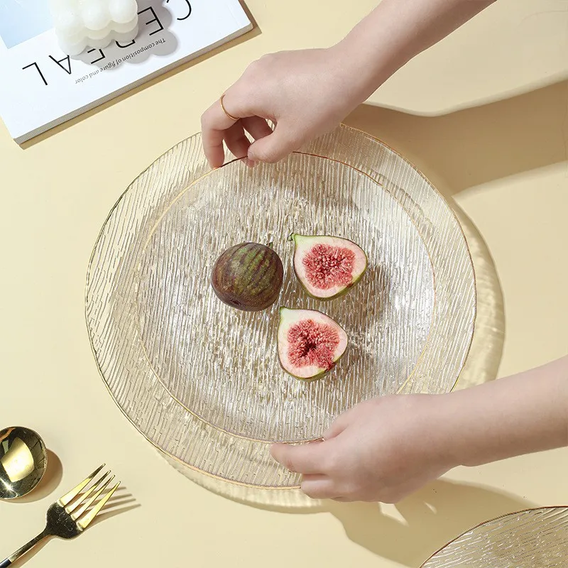 Gold Rimmed Glass Fruit Plate