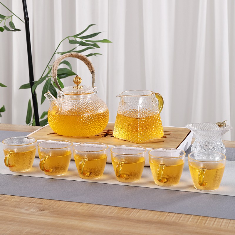 Hammered glass tea set