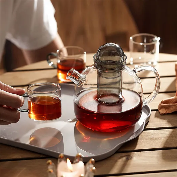 उच्च तापमान प्रतिरोधी लक्जरी ग्लास चाय का सेट
