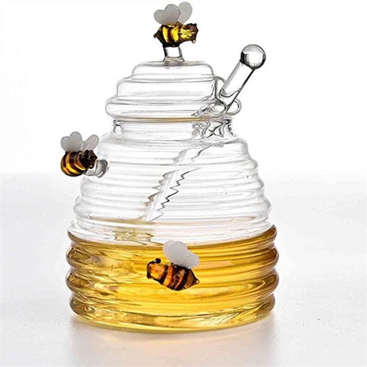 Borcan de depozitare din sticlă pentru miere