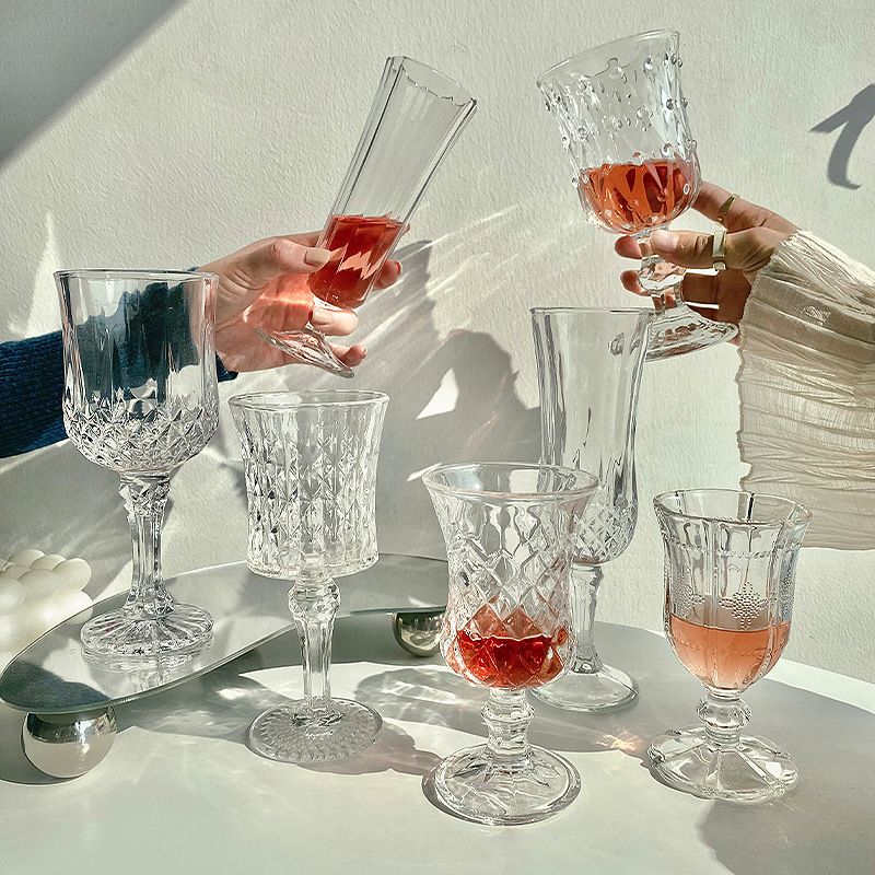 Ins Style klaasist reljeefne kõrge šampanjaflööt