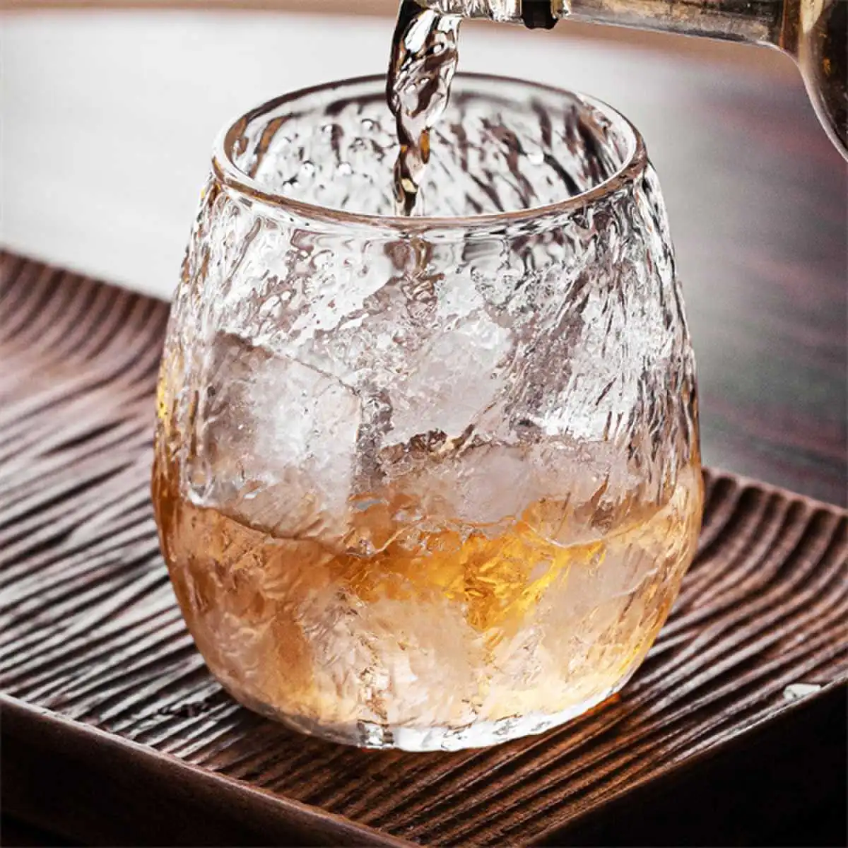 Стъклена чаша за чай с модел на японски ледник
