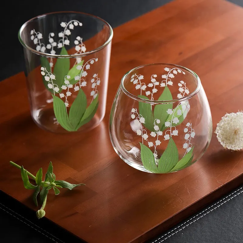 Lily of the Valley Glass Water Cup