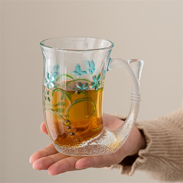 mermaid glazed glass tea cup