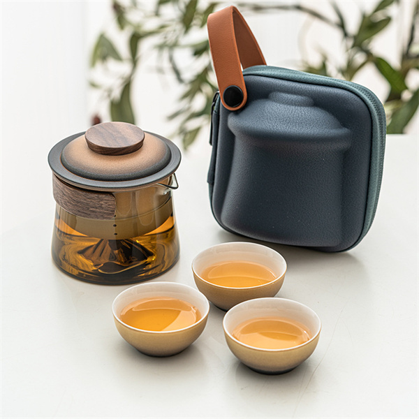 Outdoor camping portable glass tea set