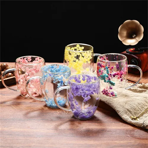 Petal Quicksand Glass Water Cup