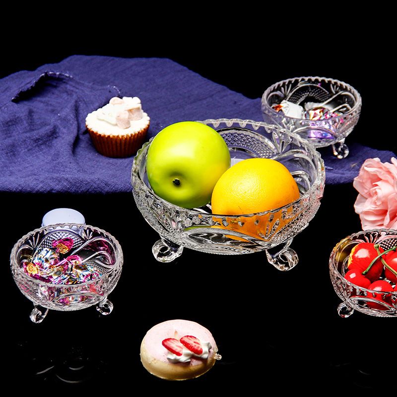 Simple Embossed Glass Fruit Plate