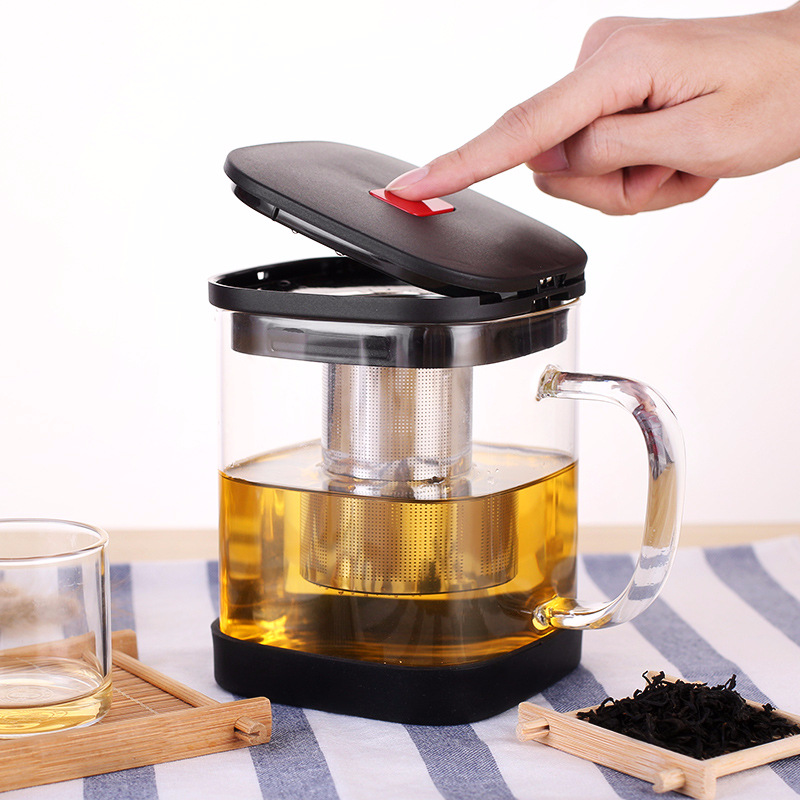 Square High Borosilicate Glass Teapot