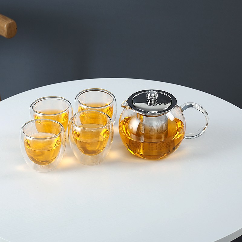Zestaw do herbaty ze szkła ze stali nierdzewnej