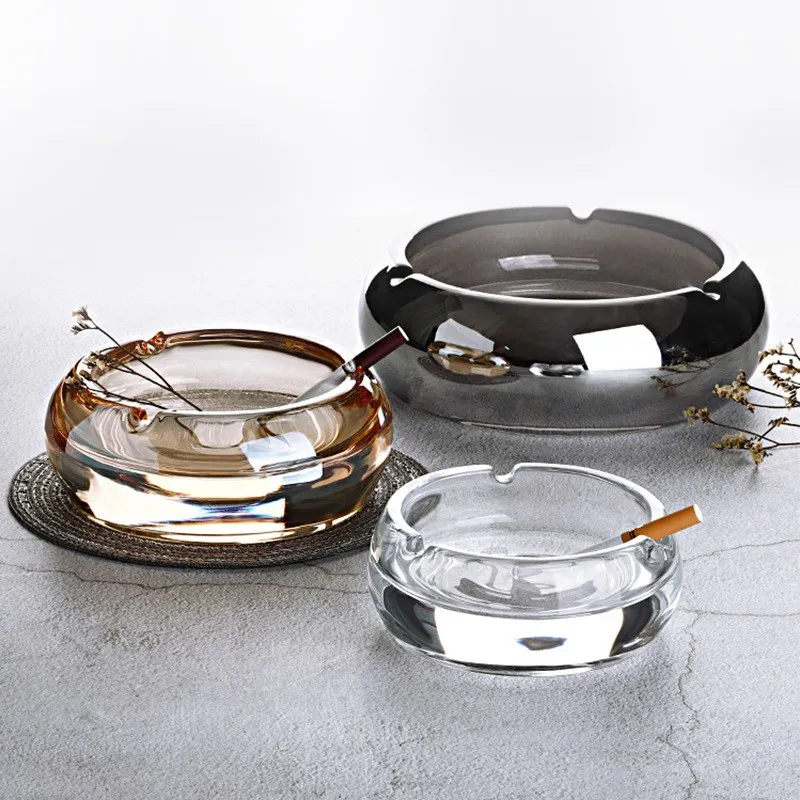 Three Slot Crystal Glass Ashtray