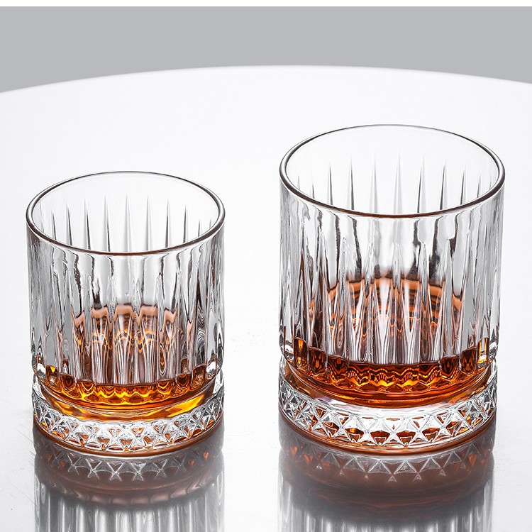 Vertical Pattern Diamond Base Whiskey Glass